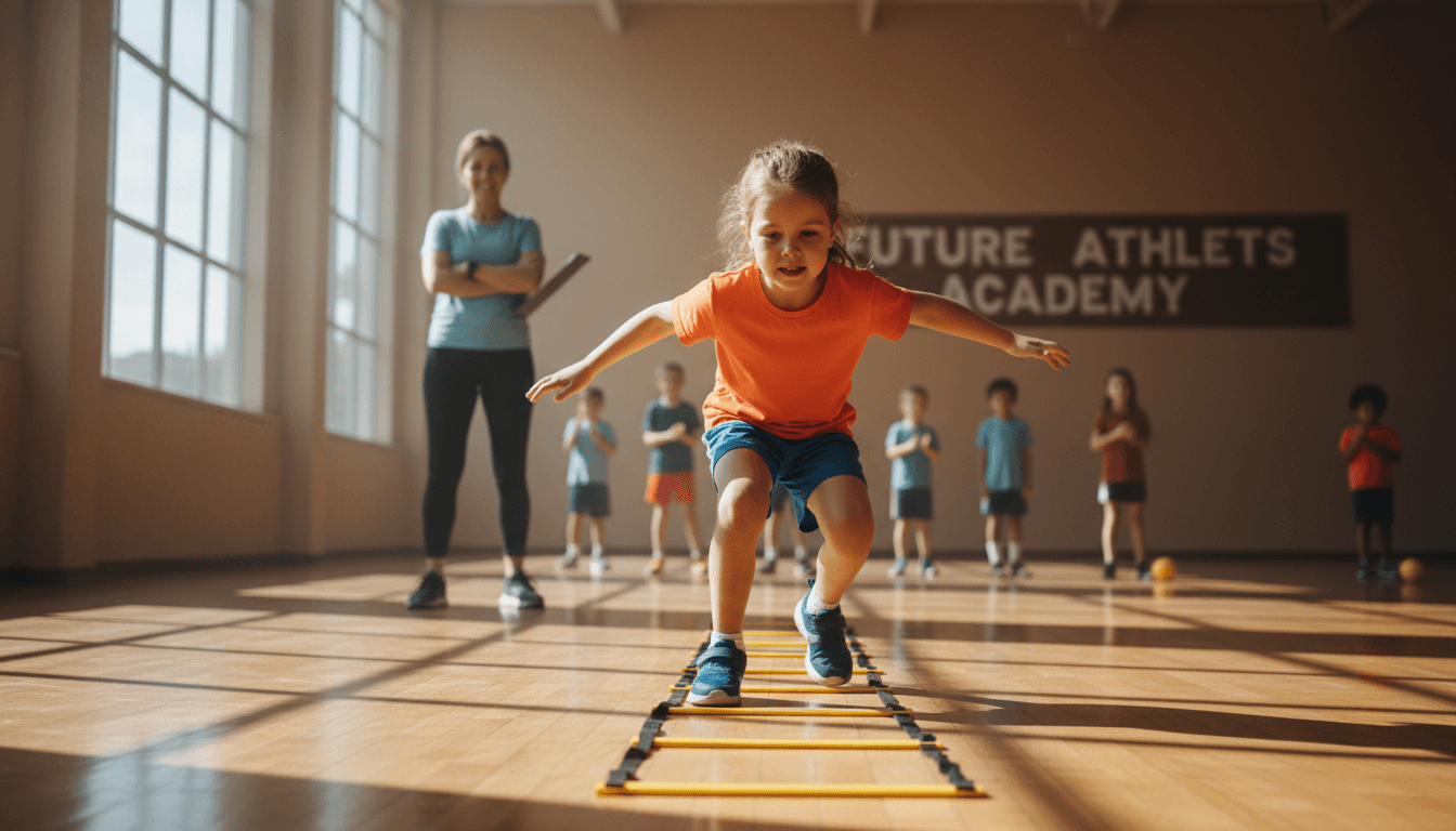 Young athlete performing lateral movement drill demonstrating balance and coordination
