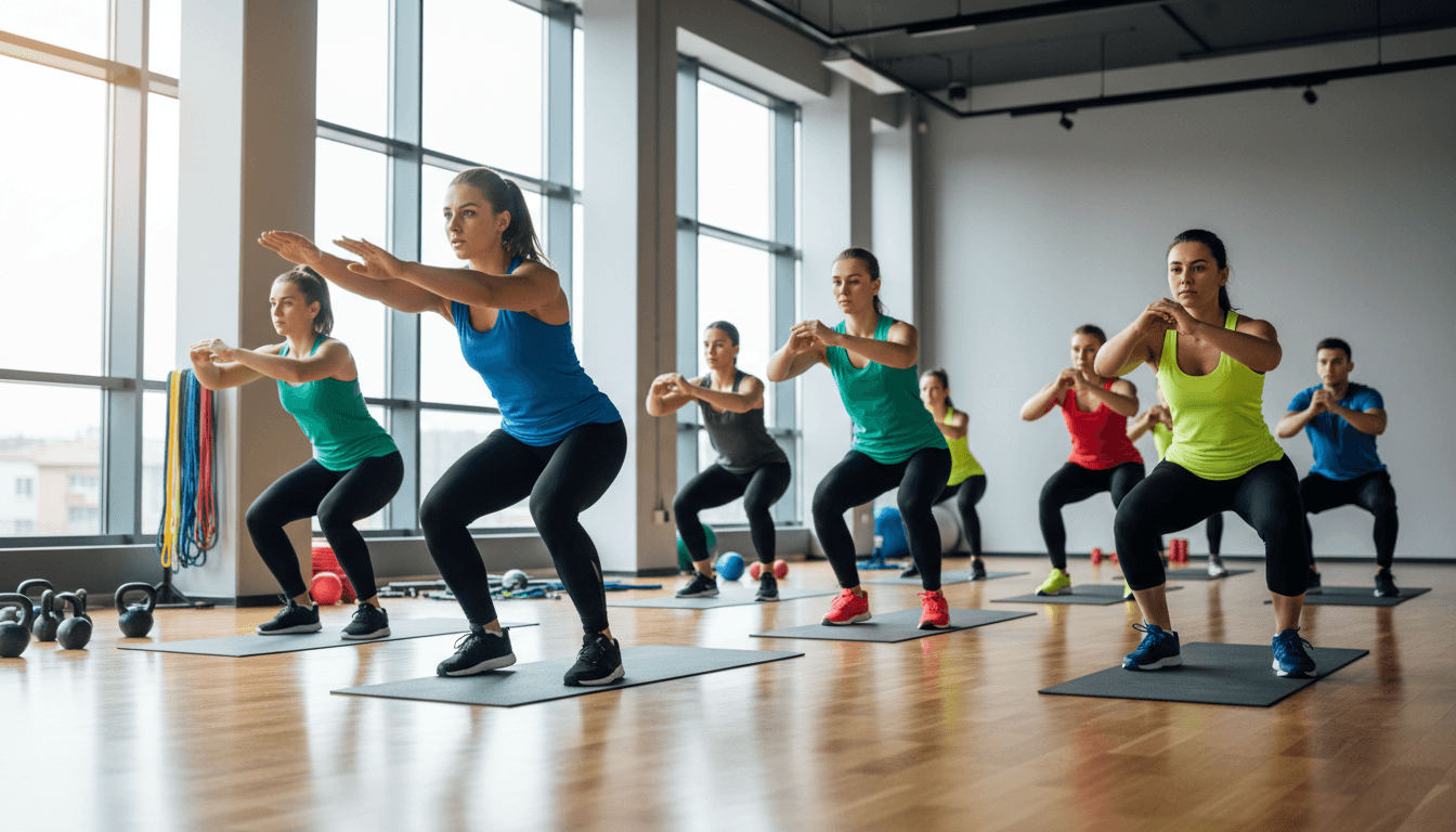 Young athlete performing lunge exercise with coach guidance during small group training session