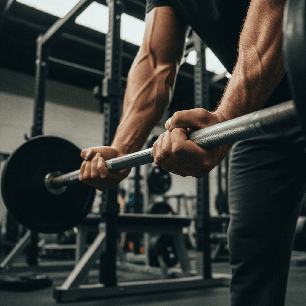 Close-up of proper athletic grip and hand positioning during training