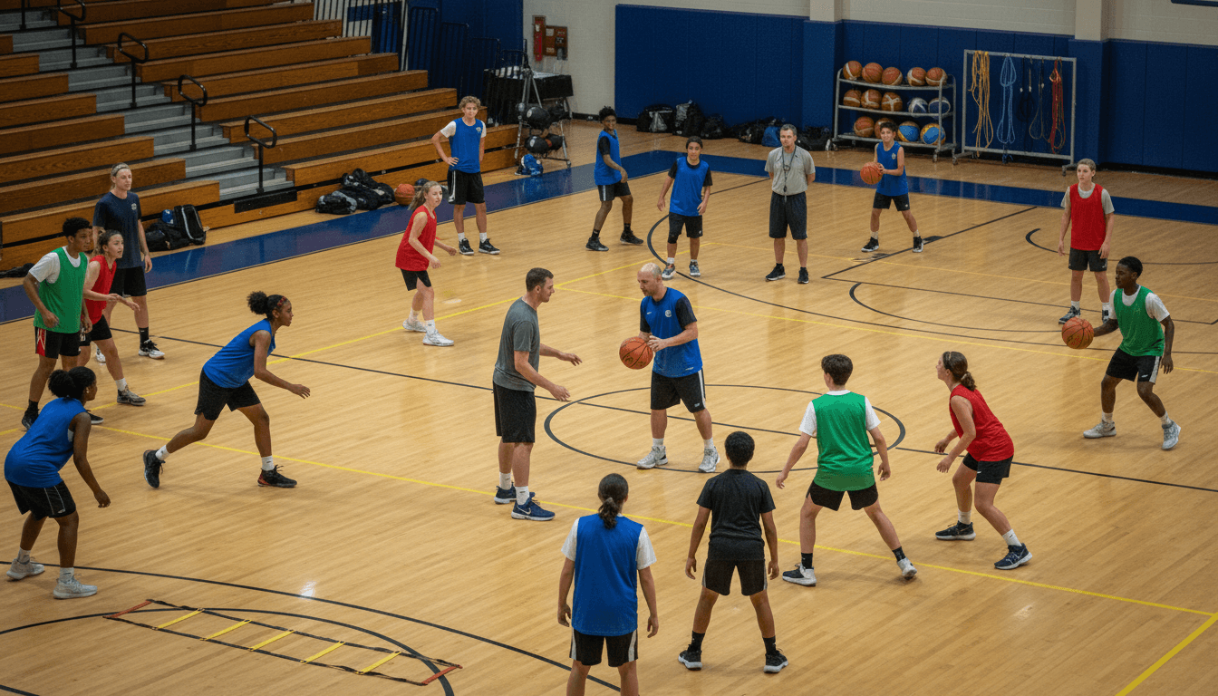 Young athletes from diverse backgrounds participating in global camp training