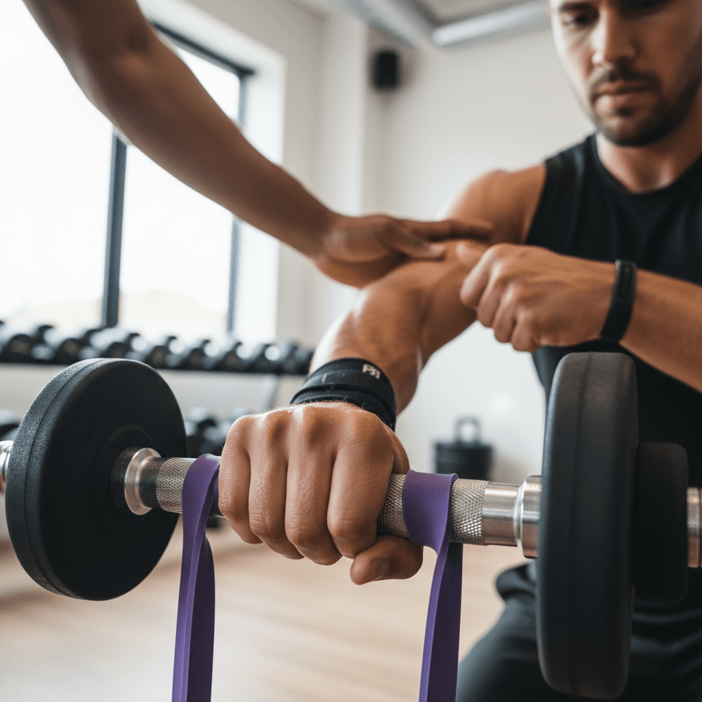 Coach demonstrating proper technique and hand positioning